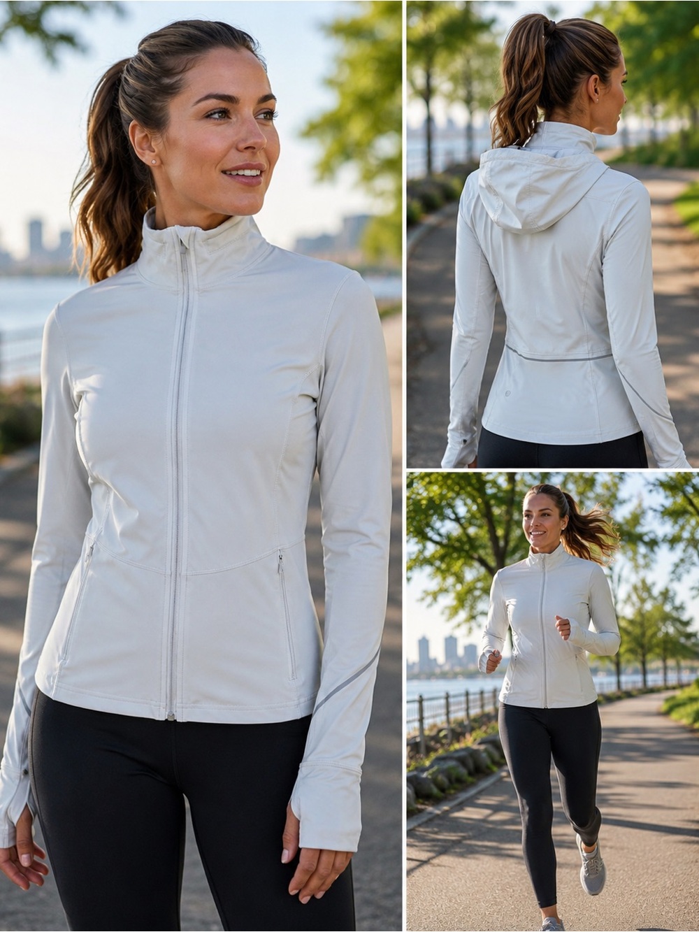lululemon athletica Nulux Reflective Hooded Running Jacket - Vapor (Light Gray)